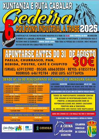Fechas, información, programa, cartel, imágenes, mapa y ubicación de Xuntanza e Ruta Cabalar  en  Cedeira