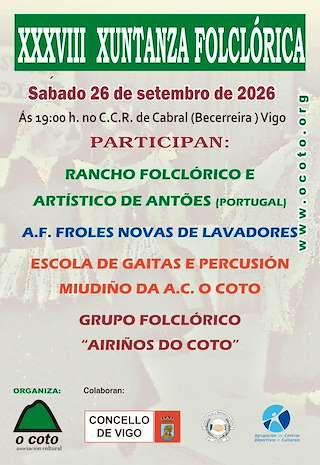 Fechas, información, programa, cartel, imágenes, mapa y ubicación de XXXVIII Xuntanza Folclórica de Cabral (2026) en Vigo