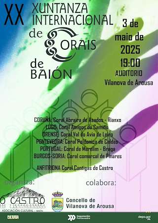 Fechas, información, programa, cartel, imágenes, mapa y ubicación de XX Xuntanza Internacional de Corais de Baión  en  Vilanova de Arousa