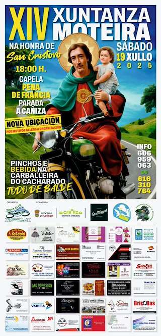Fechas, información, programa, cartel, imágenes, mapa y ubicación de XIV Xuntanza Moteira na honra a San Cristovo  en  A Caniza