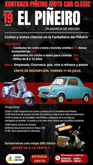 Fechas, información, programa, cartel, imágenes, mapa y ubicación de Xuntanza Piñeiro Moto Car Clasic  en  Vilagarcía de Arousa