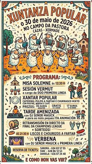 Fechas, información, programa, cartel, imágenes, mapa y ubicación de Xuntanza Popular de Cazás  (2026)  en  Xermade