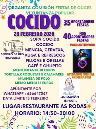 Fechas, información, programa, cartel, imágenes, mapa y ubicación de VI Xuntanza Popular del Cocido de Ouces (2026)  en  Sada