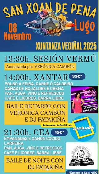 Fechas, información, programa, cartel, imágenes, mapa y ubicación de Xuntanza Veciñal de San Xoan de Pena (2025) en Lugo