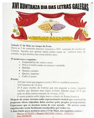 XVI Xuntanza Día das Letras Galegas de Cereixa en A Pobra do Brollón