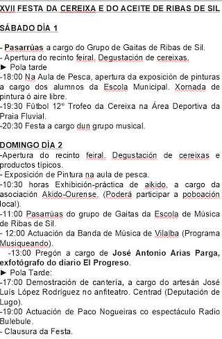 XXI Festa da Cereixa, do Viño e do Aceite en Ribas de Sil