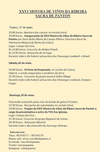 XXX Mostra de Viños da Ribeira Sacra en Pantón